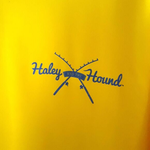 Haley and The Hound Fishing Shirt Unisex Medium Yellow Swordfish Pullover Long - Picture 4 of 9